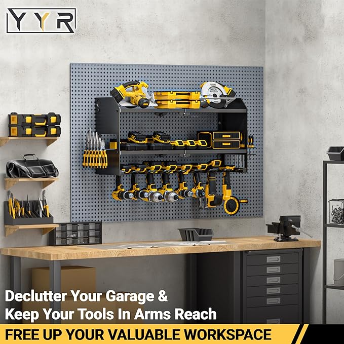 YYR Power Tool Organizer Wall Mount, Cordless Drill and Battery Holder