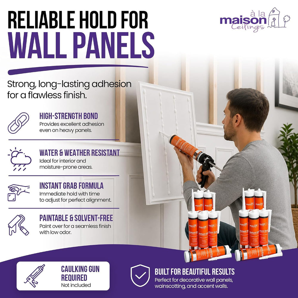 À LA MAISON CEILINGS Instant Grab - Ceiling Tile Wall Panel & Crown Moldi...