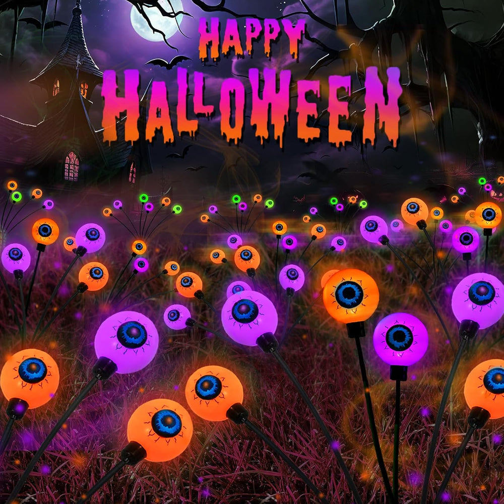 6 Pack Solar Halloween Decorations Outdoor 36 LED Solar Eyeball Lights