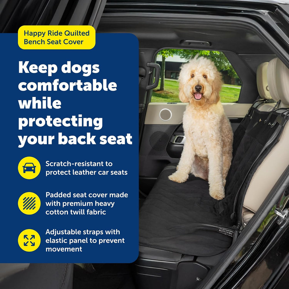 PetSafe Happy Ride Quilted Dog Car Seat Cover, Bench, Black