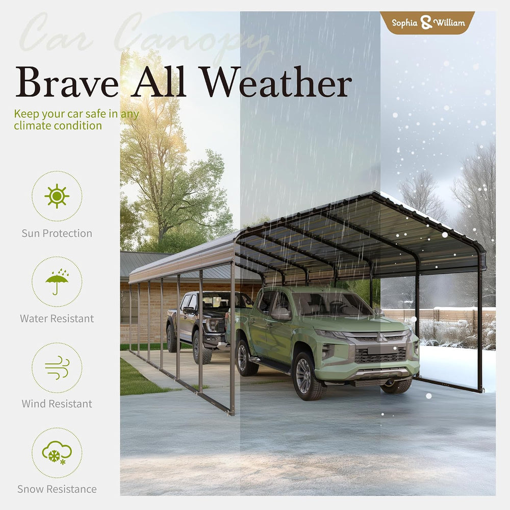 Sophia & William Carport 12x30ft, Car Canopy Metal Heavy Duty Car Shed