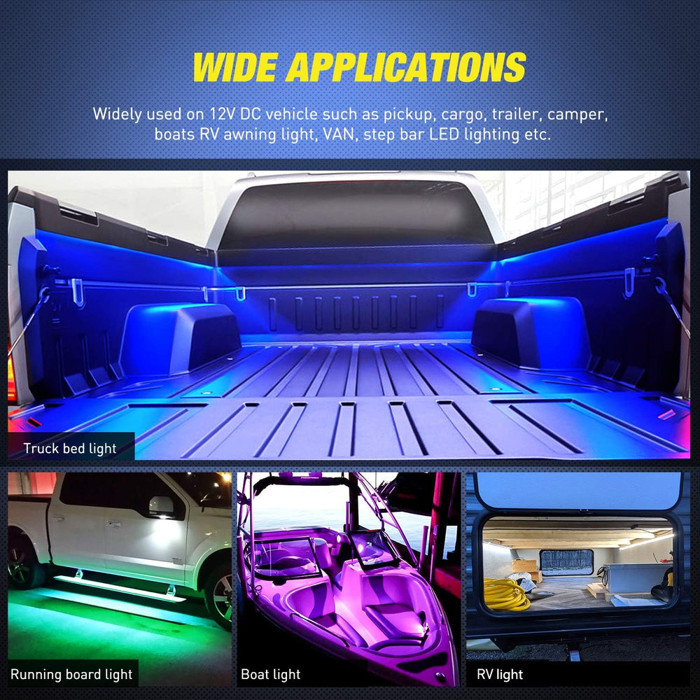 Nilight - TL-31 2PCS 60Inch RGB Truck Bed Light Strip Kit 180 LED RF Remote C...