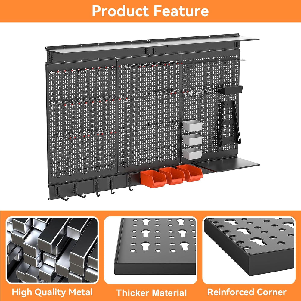 WALMANN 113 PCS Pegboard Wall Organizer Kit with Pegboard Hooks, Black