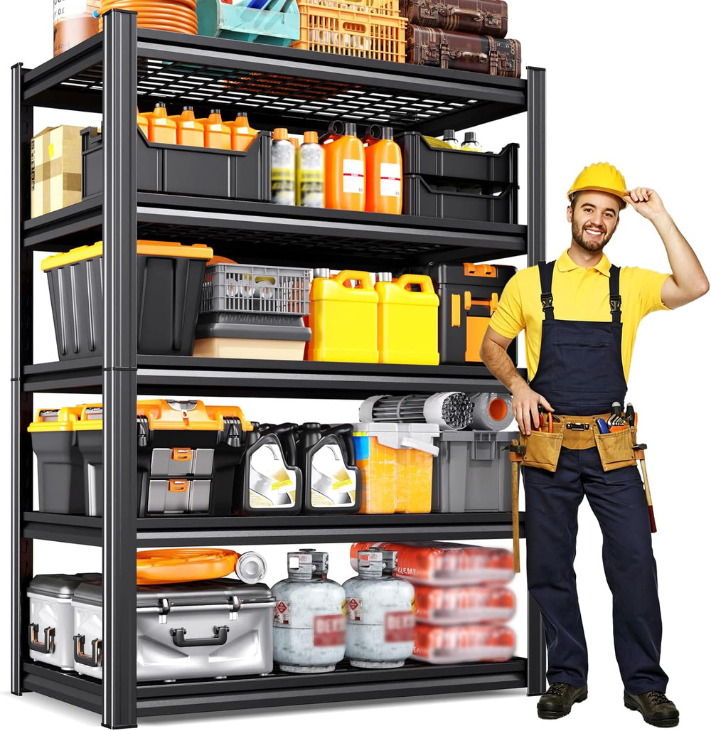 Heavy Duty Garage Shelving, 5-Tier Adjustable Metal Wire Shelving Unit for To...
