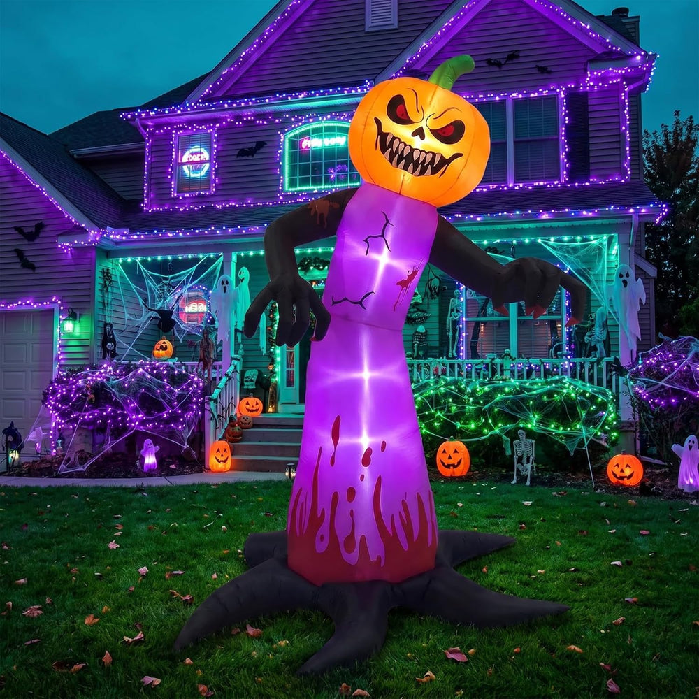 Gardwin 12 FT Halloween Inflatables Evil Pumpkin Head Monster Outdoor Decorat...