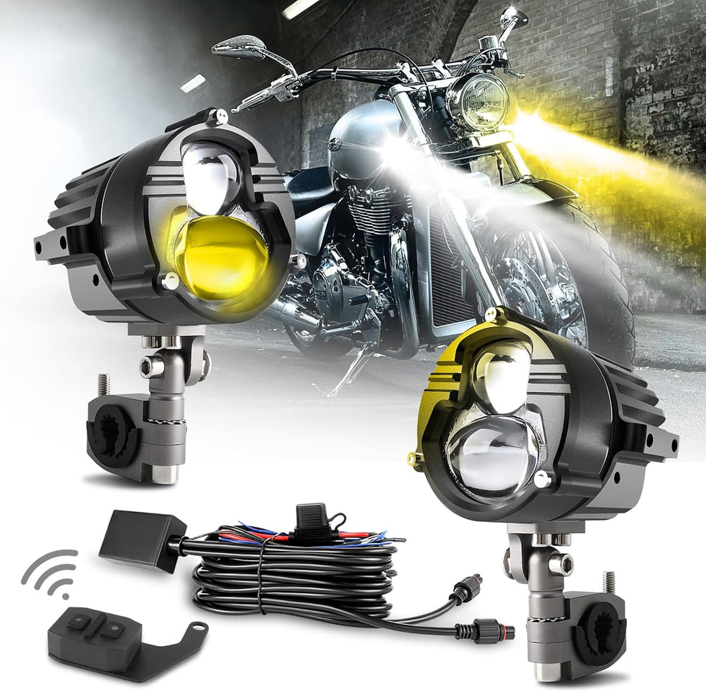 CO LIGHT 100W Motorcycle Fog Lights 3,0000 LM Amber White Strobe Pod - 5 Mode...