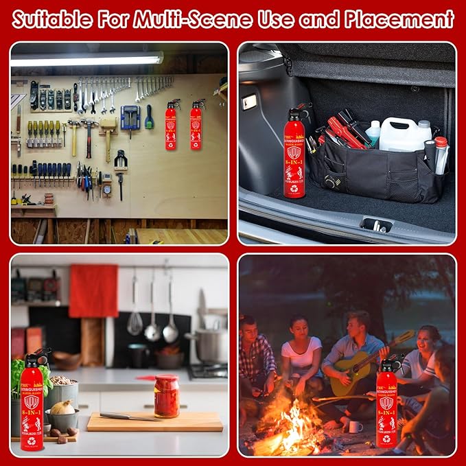 WPW 620ml Large Upgraded 8-in-1 Fire Extinguisher (3 Pack)