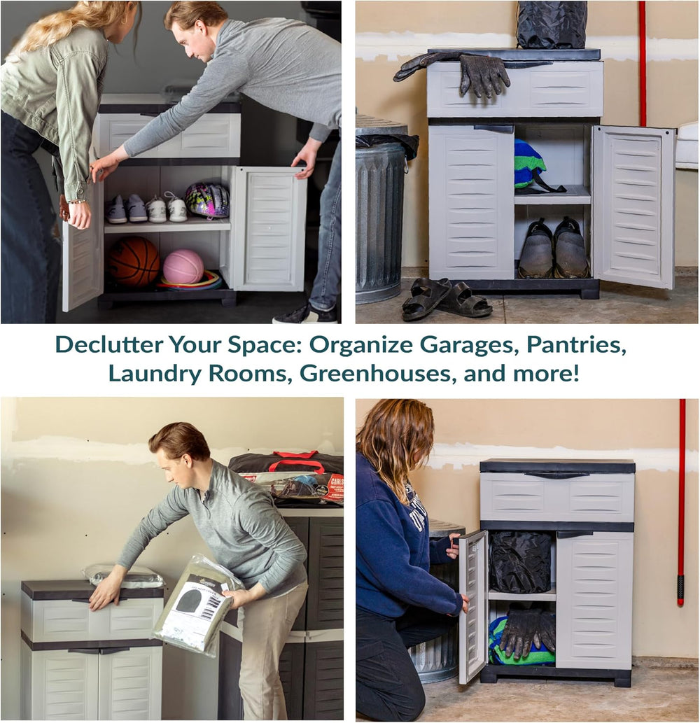 Sunnydaze 34.5" Garage Storage Cabinet with Adjustable Shelf, Gray