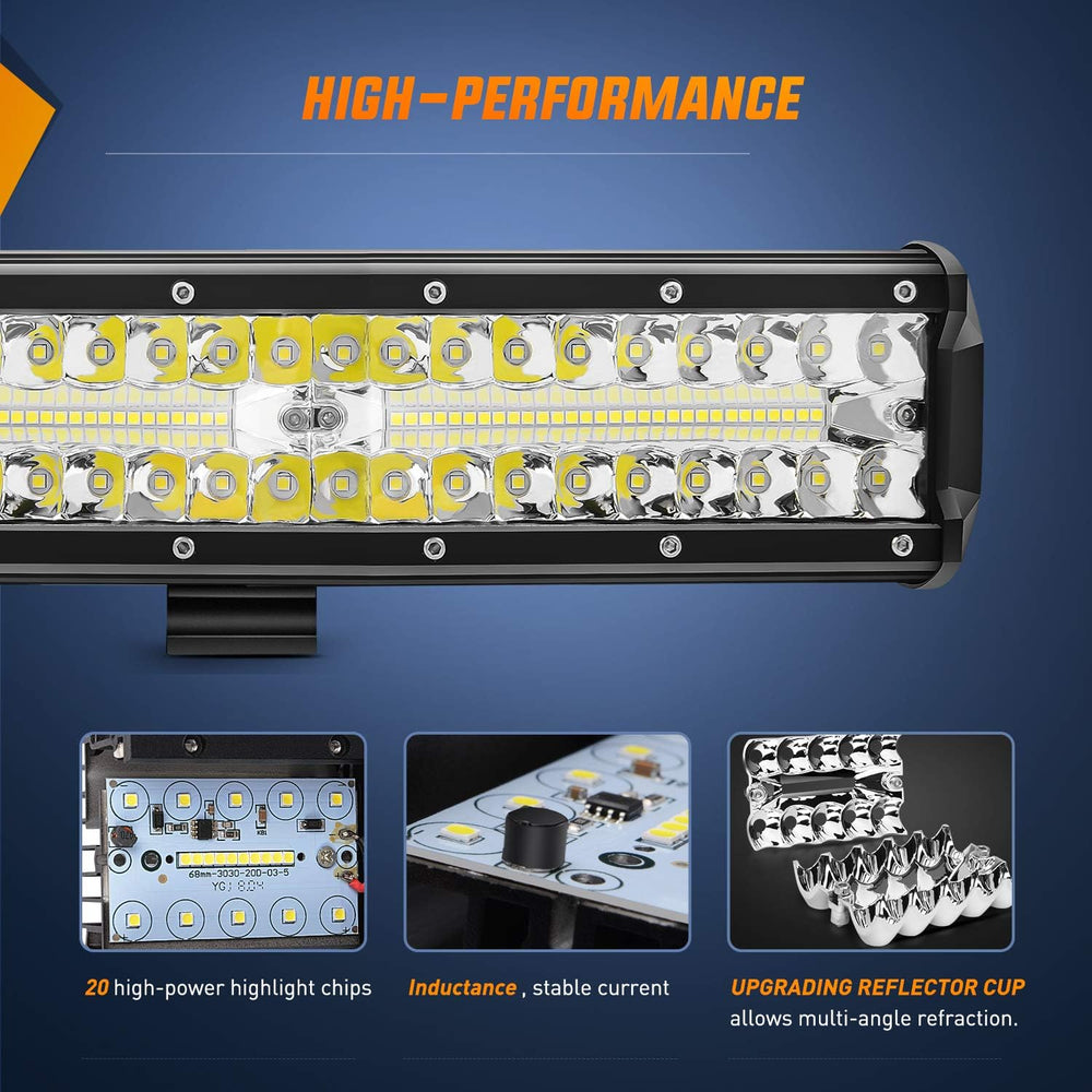 Nilight LED Light Bar Set, 12 Inch 300W Triple Row Spot Flood Combo Work Driv...
