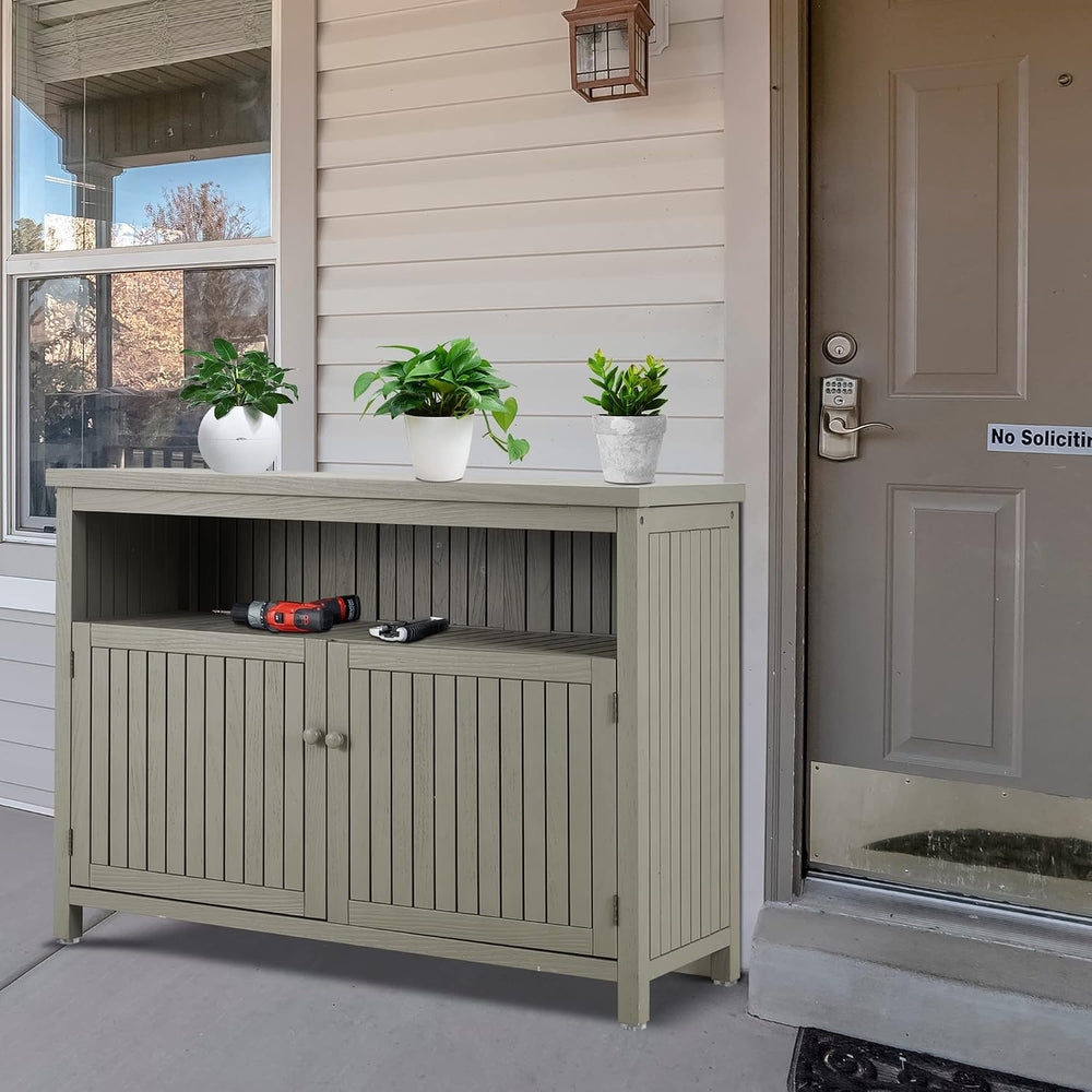 AHB Outdoor Console Sideboards Buffet Cabinet(Grey)