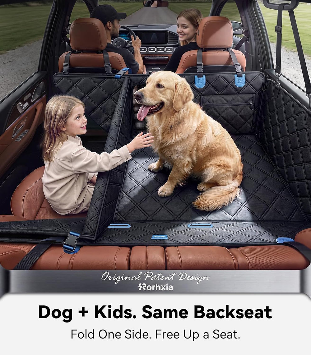 Hard Bottom Dog Car Seat Cover for Back Seat with 3-Sidewall Support Rods