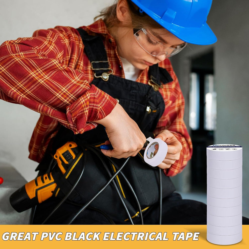 100 Rolls Electrical Tape Bulk 3/4 Inch x 66FT White Vinyl Insulation Tape