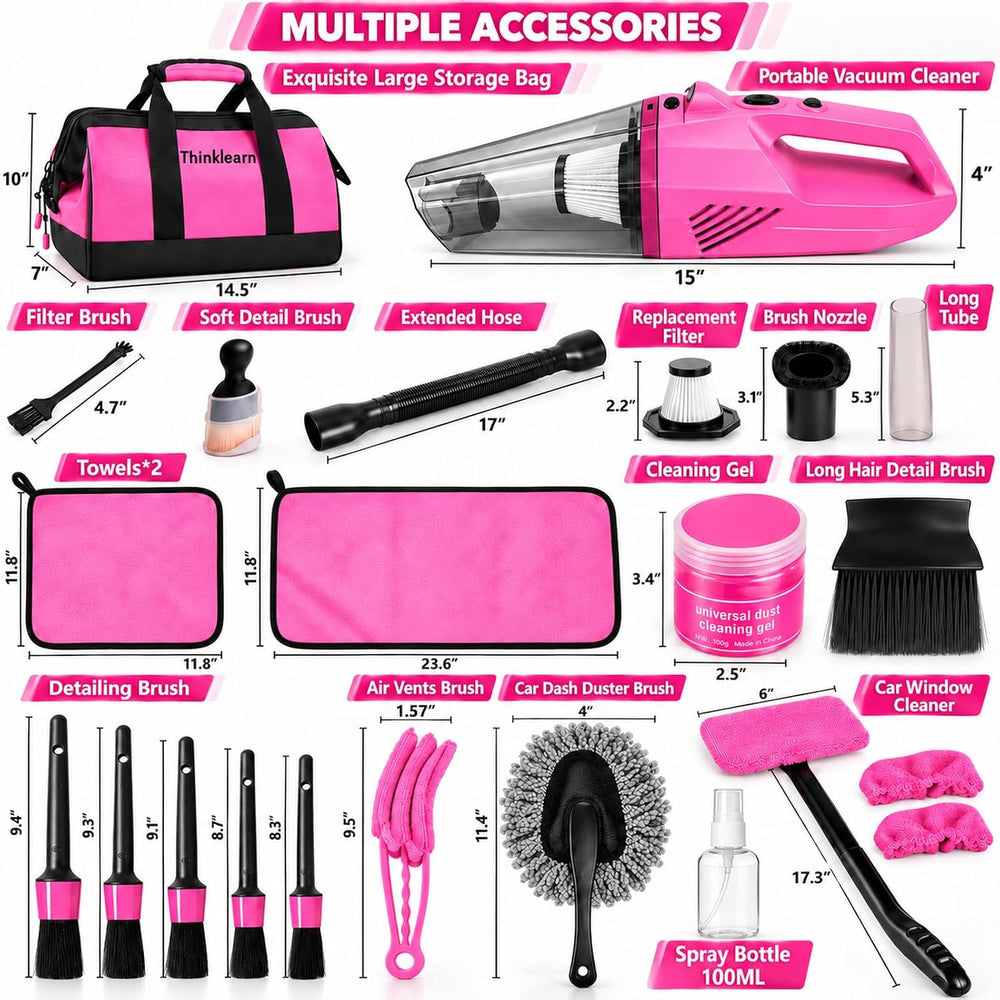Thinklearn Car Cleaning Kit With High Power Car Vacuum Detailing Kit