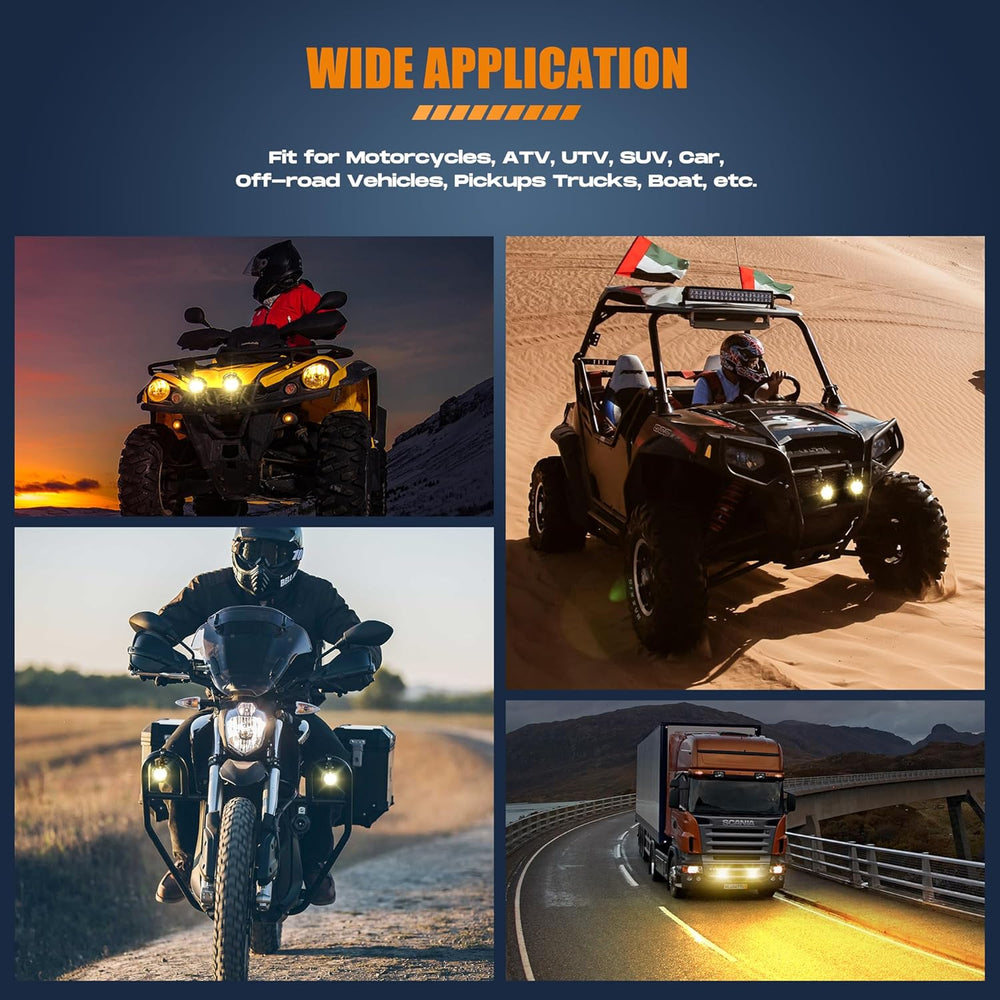Future Eyes Motorcycle LED Fog Lights, 120W Auxiliary Driving Spotlight, High...