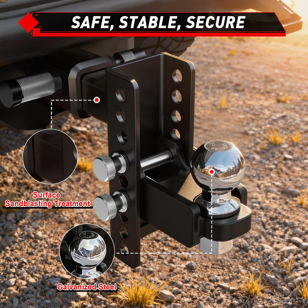 TYT Adjustable Trailer Hitch Ball Mount for 2 Inch Receiver