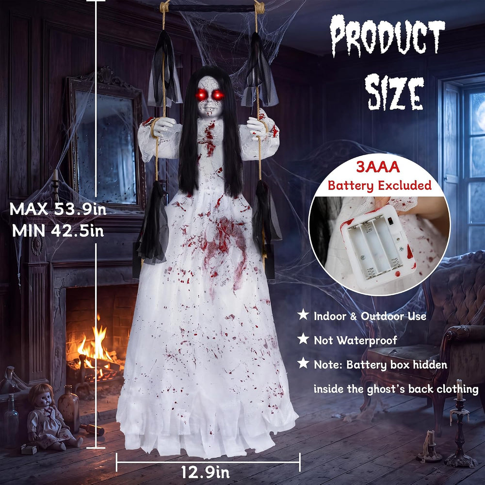 Halloween Decorations Outdoor, Scary Hanging Swinging Girl Props Sound & ...