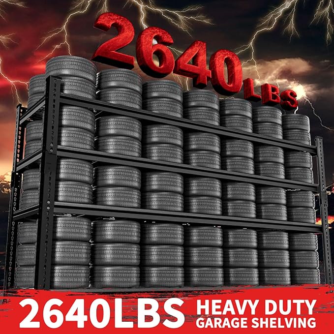 Storage Shelves, Garage Shelving Heavy Duty 2640LBS Capacity, 4 Tier Utility