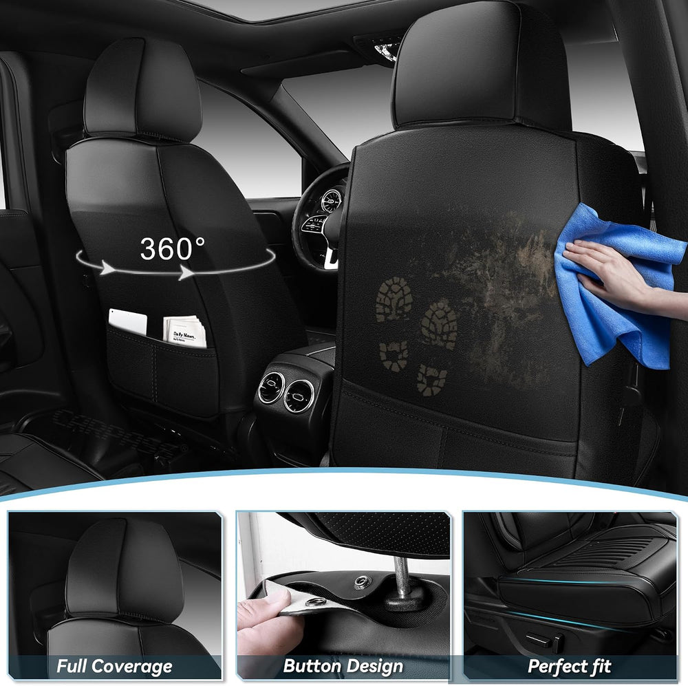 CAR PASS Luxury Nappa Leather Car Seat Covers Two Front, Lumbar Support Seat ...