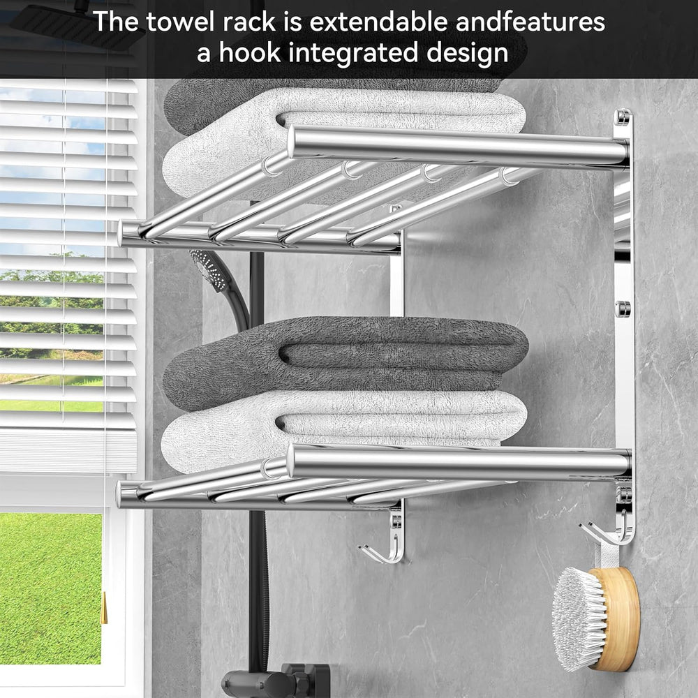 CAXIMSY Adjustable Towel Bar for Bathroom Wall Mount17-30.7inch Adhesive Show...