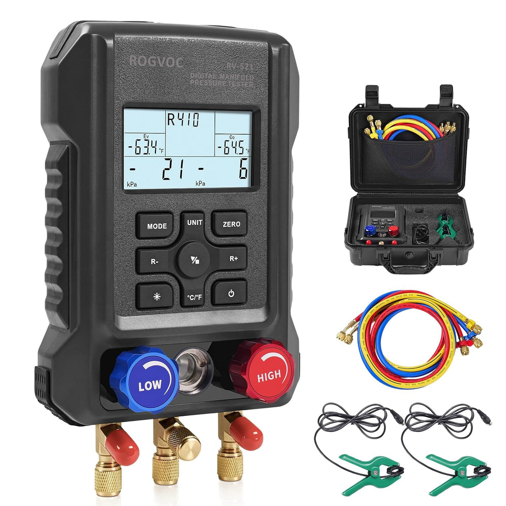 3-Way Digital Manifold Gauge, HVAC Refrigerants AC Gauges Set