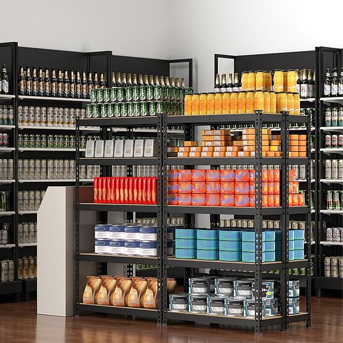 WORKPRO 5-Tier Steel Shelving Unit-Black, 27-2/5”W x 11-7/10”D x 60”H,