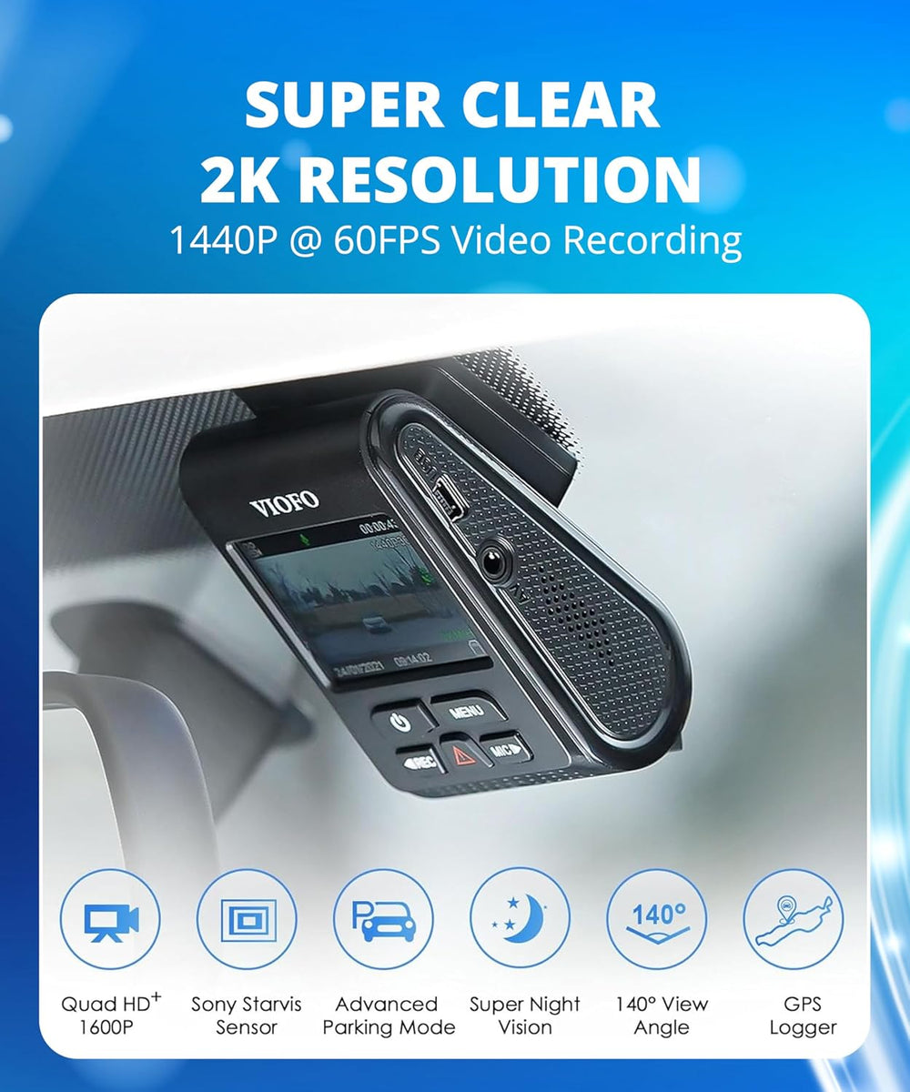 VIOFO A119 V3 Dash Cam, 2K Front Recording, GPS, True HDR Car Dashcam