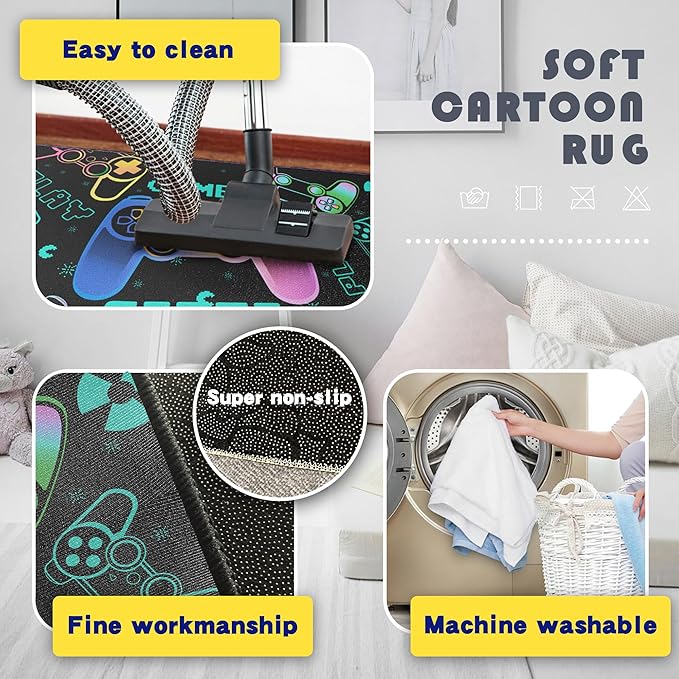 Play Gaming Rug for Bedroom Gamer Mat Gamepad for Boys Room 59"x39"...