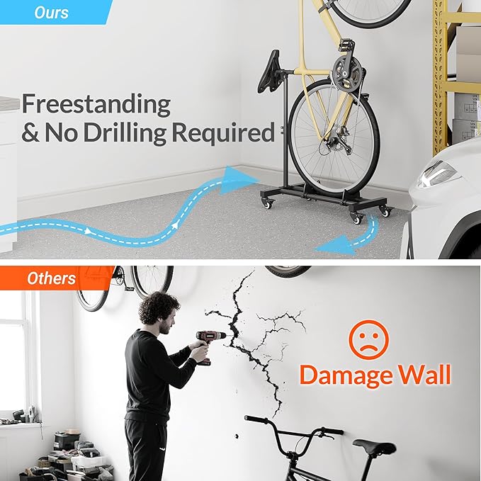 Vertical Bike Stand, Freestanding Indoor Bike Storage Rack Upright Bicycle