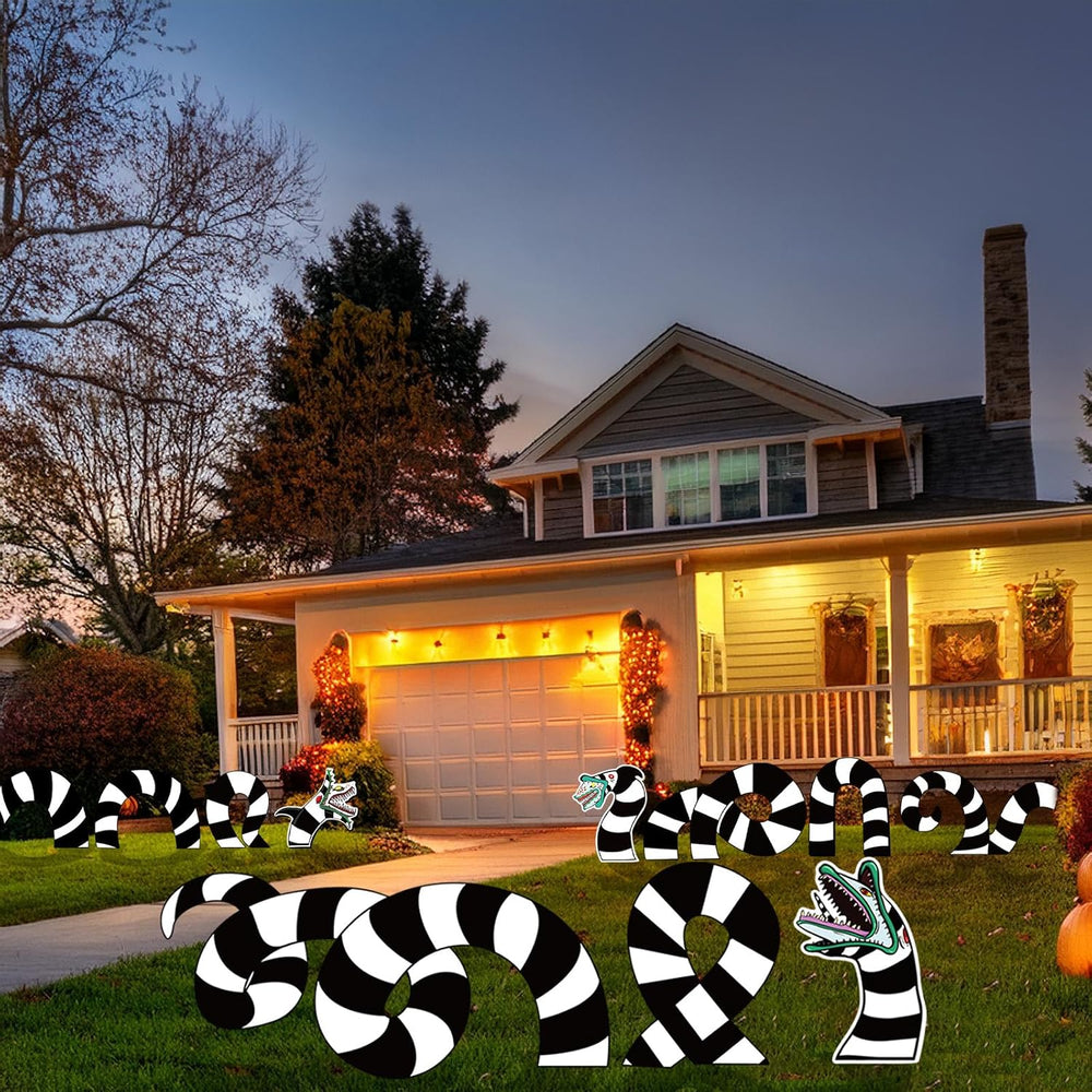 11 Pcs Black & White Sandworm Yard Sign Halloween Decorations