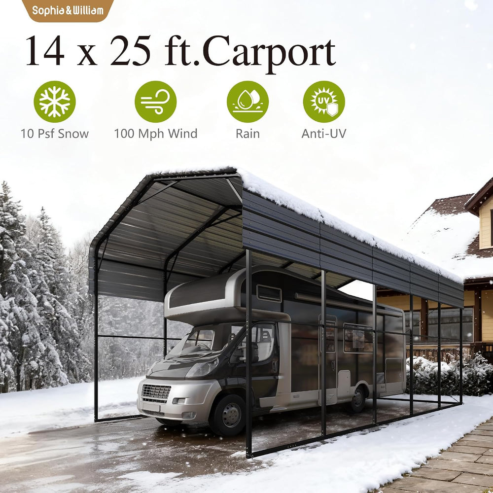 Sophia & William RV Carport14x25ft, Car Canopy Metal Heavy Duty Shelter