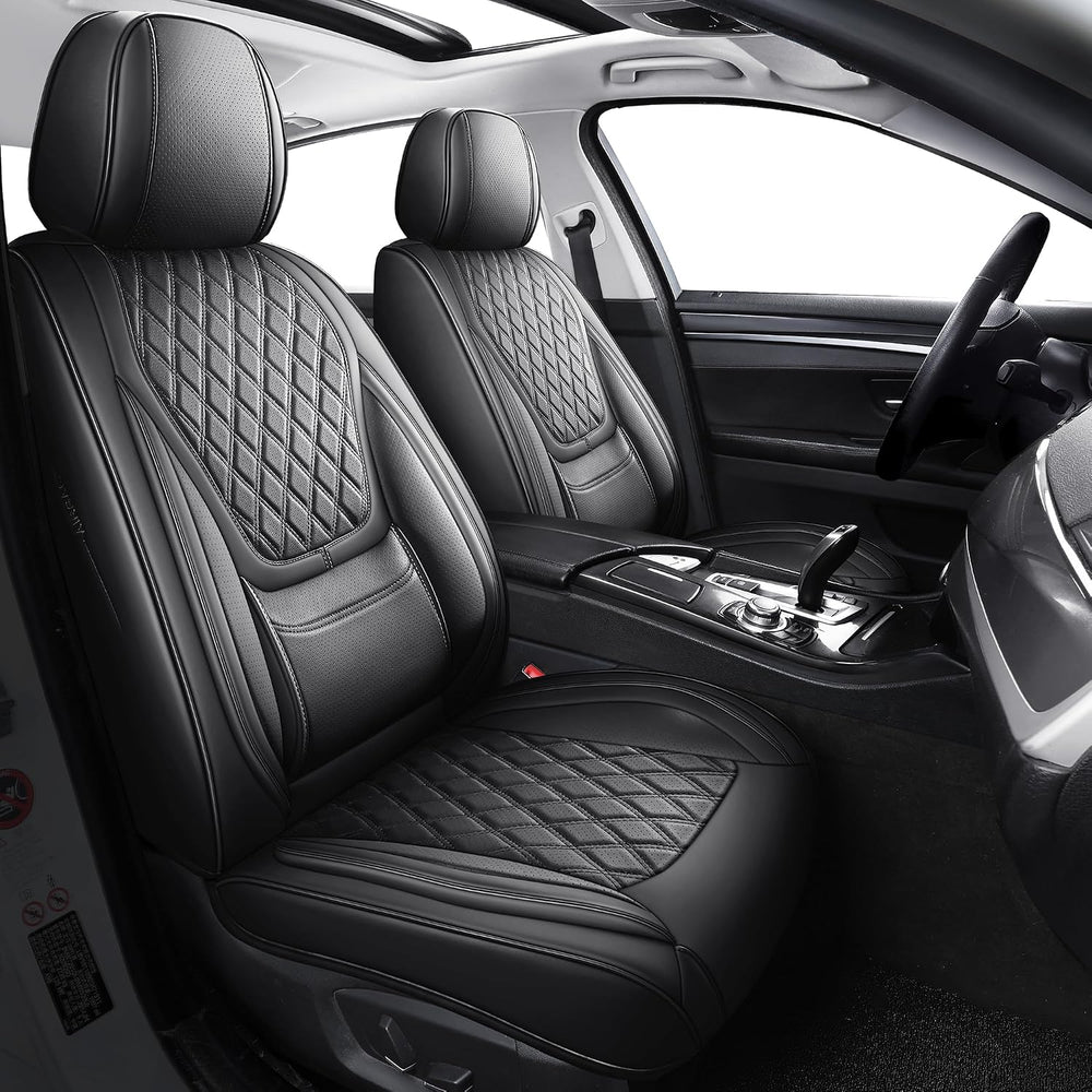 YIERTAI Universal Car Seat Covers Full Coverage Leather Full Set,Black