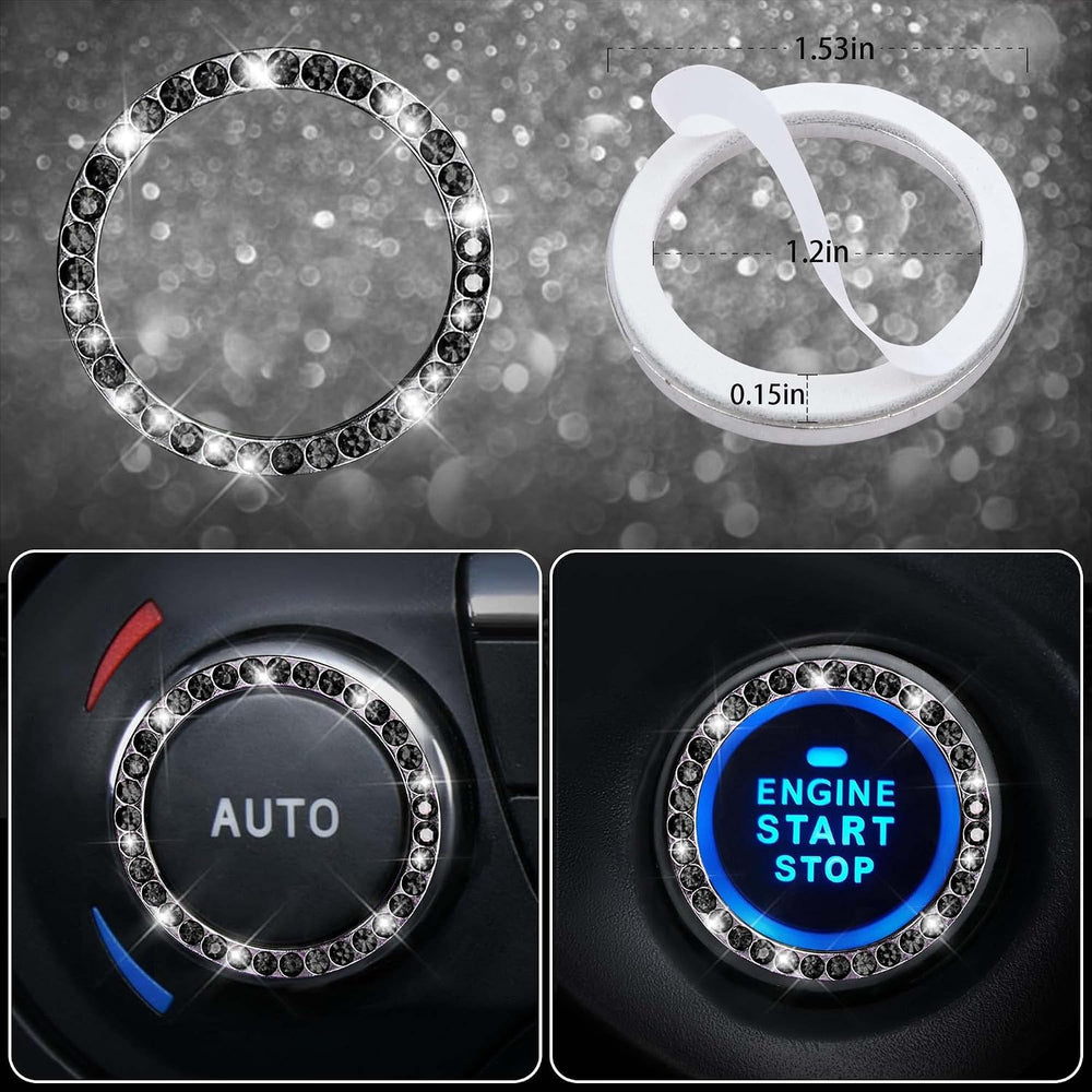 CAR PASS 23 PCS Bling Diamond Car Accessories Set for Women, Leather Seat Cov...