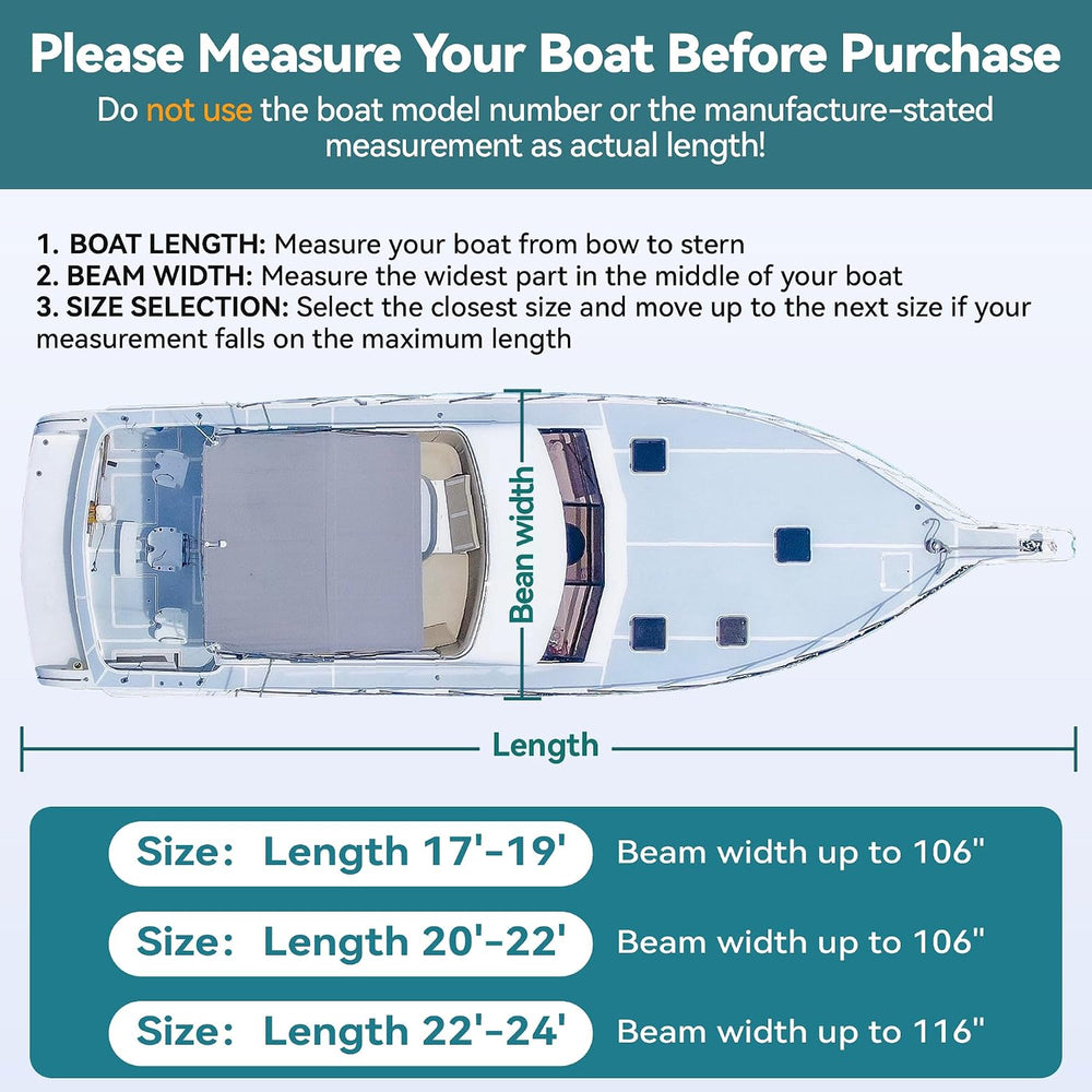 1200D Heavy-Duty 100% Waterproof T-Top Boat Cover 20-22ft Center Console