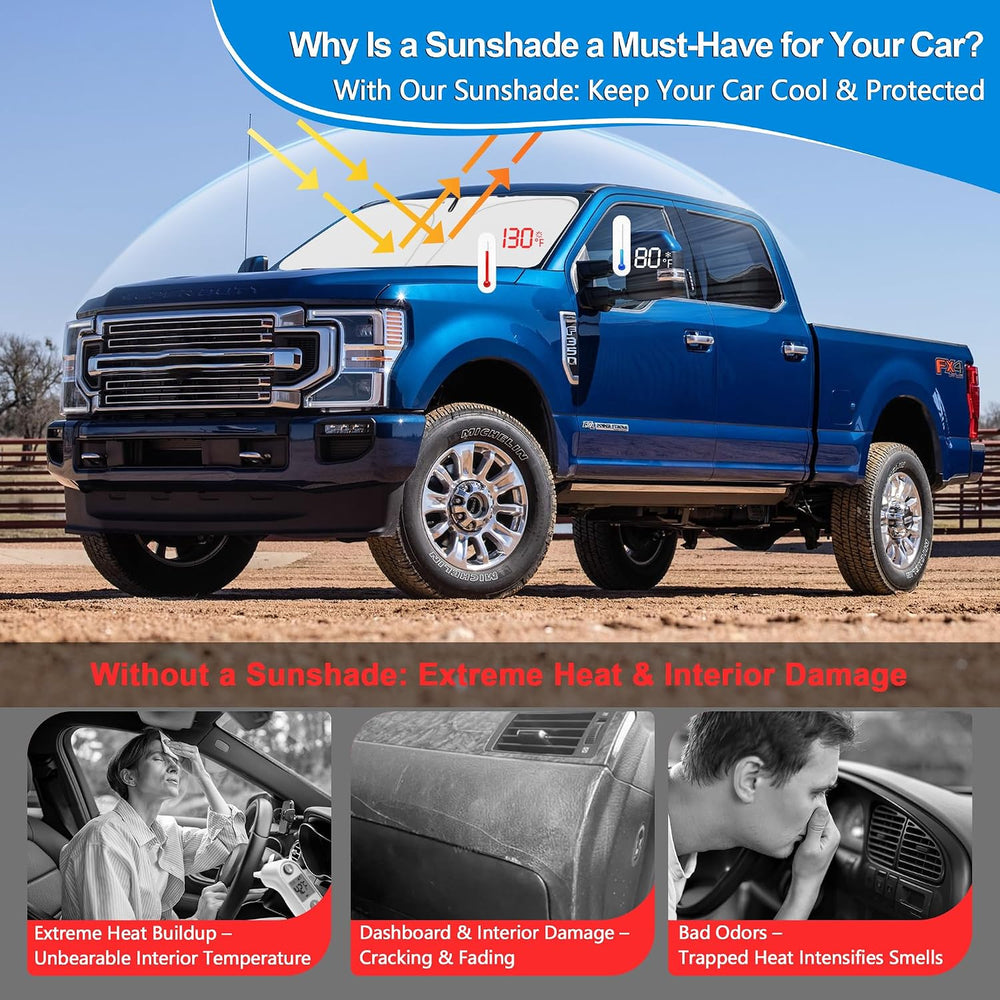 Side Window Sun Shade for 2017-2022 Fo-rd F250 F350 Super Duty, Super Crew Ca...