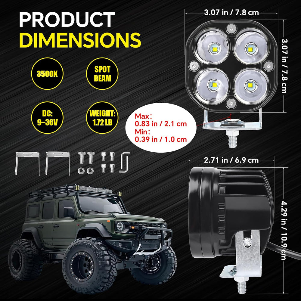 Motorcycle Driving Lights White LED Pods Lights 3’’ 40W LED Spotlights
