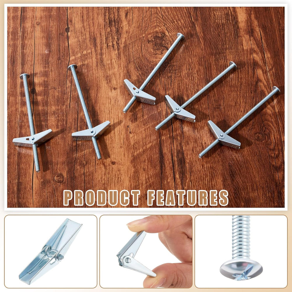 Yaocom 100 Pcs 1/4" X 6" Toggle Bolts and Wing Nut Wall Anchor for ...