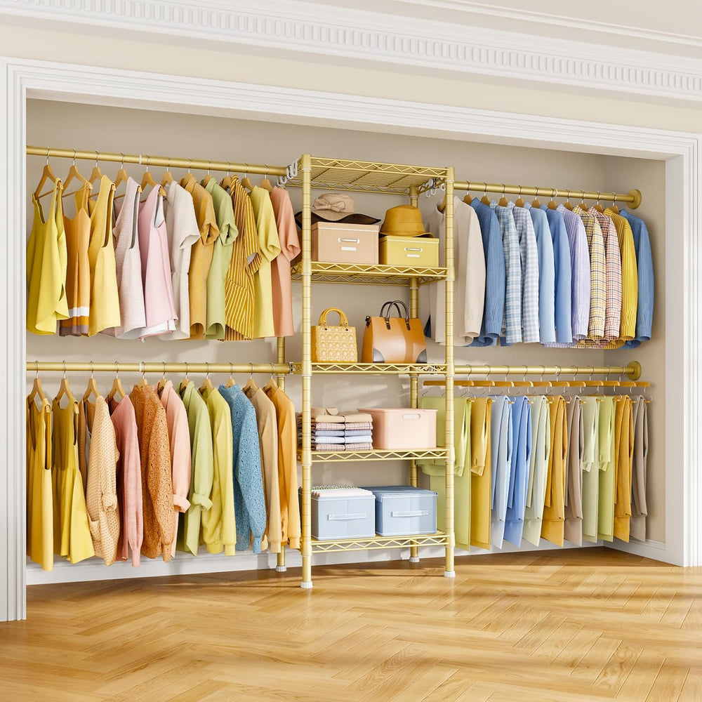 Ulif M2 Wall Mounted Closet System, Gold Clothes Rack Mount onto the Wall