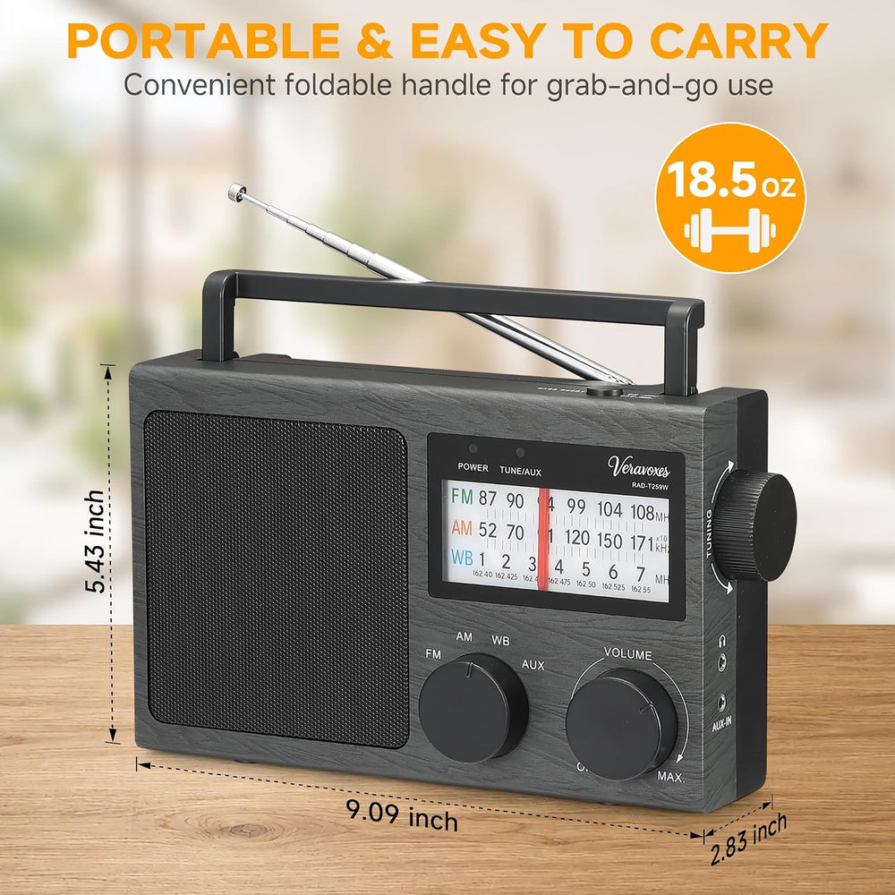 Portable NOAA Weather AM FM Radio AC & Battery Powered