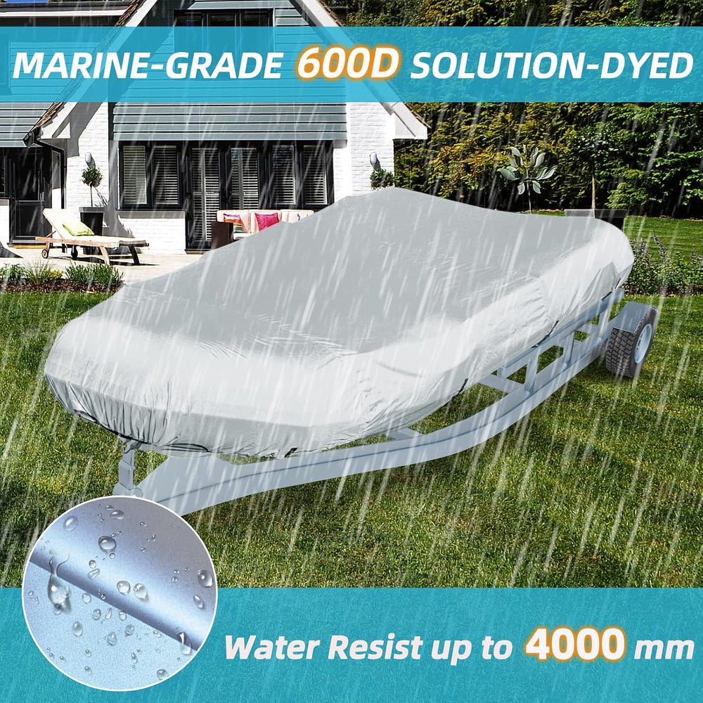 600D Marine Grade Fade and Tear Resistant Dinghy Cover, Silver 9.5'-10.5&...