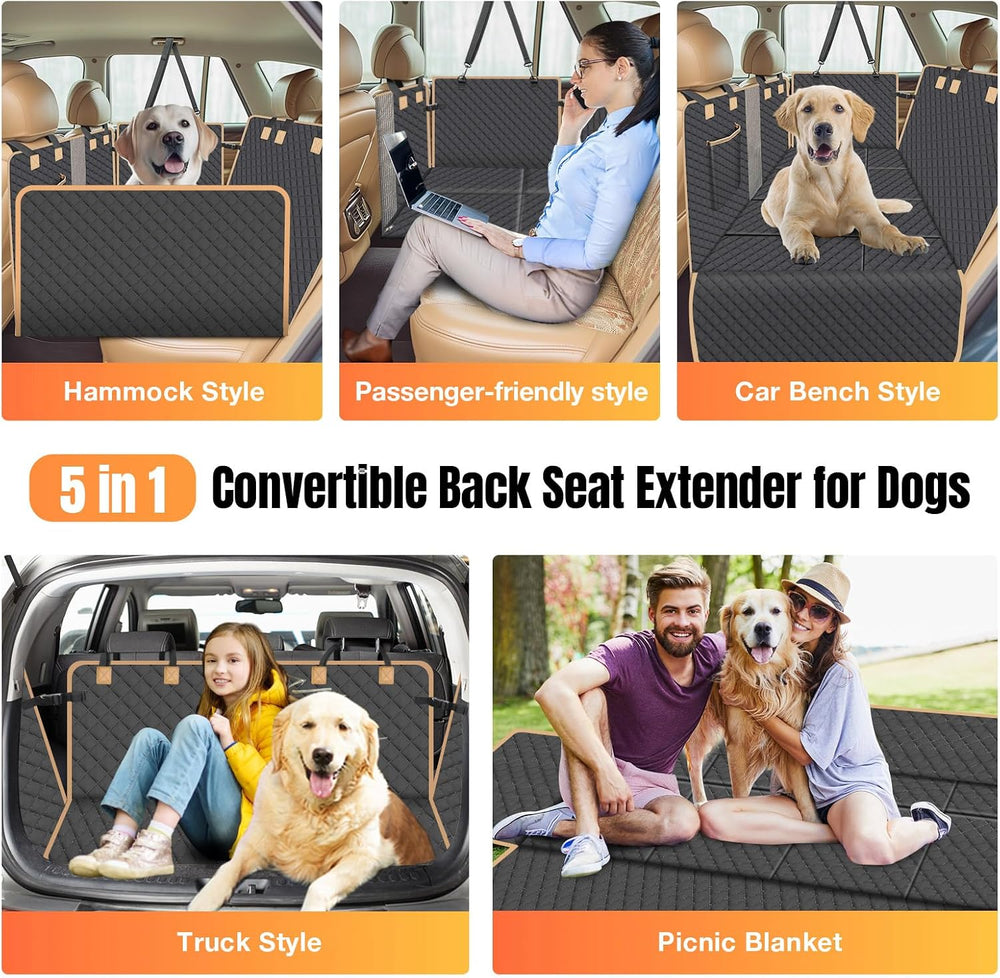 Hard Bottom Dog Car Seat Cover for Back Seat, Holds 420lbs - Waterproof Sturd...