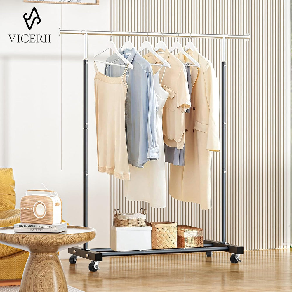 VICERII Clothing Rack, 55.51 Inch Heavy Duty Clothes Rack Rolling Garment Rac...