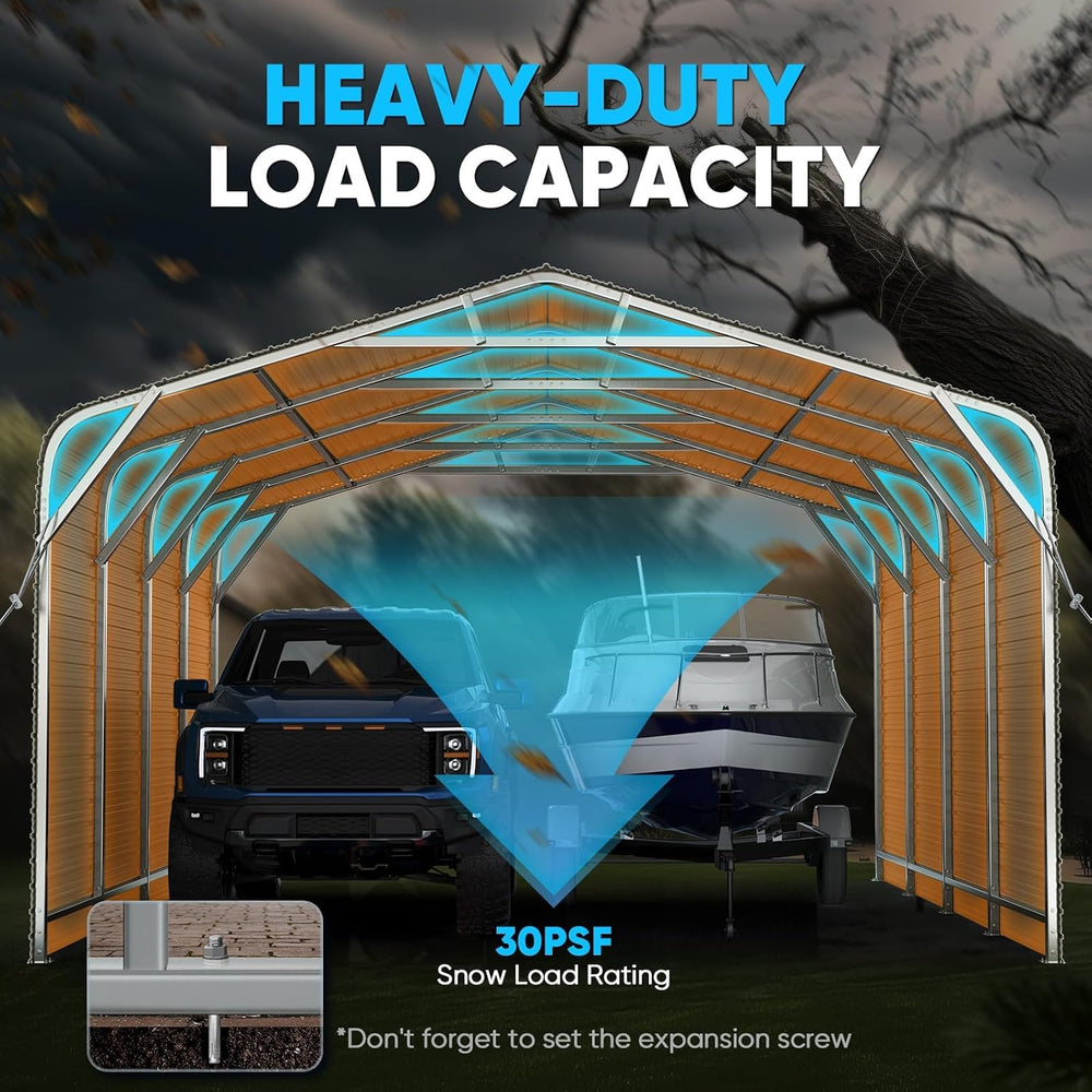Quictent 20x20 FT 2-Car Metal Carport with Side Panels, Heavy Duty 30 PSF Sno...