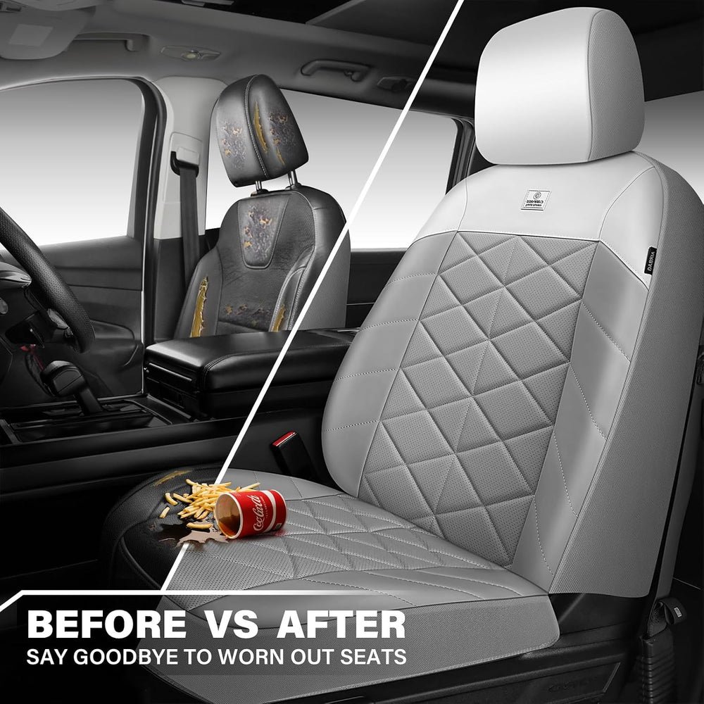 CAR PASS Luxury Memory Foam Leather Front Seat Covers, Breathable Perforated ...