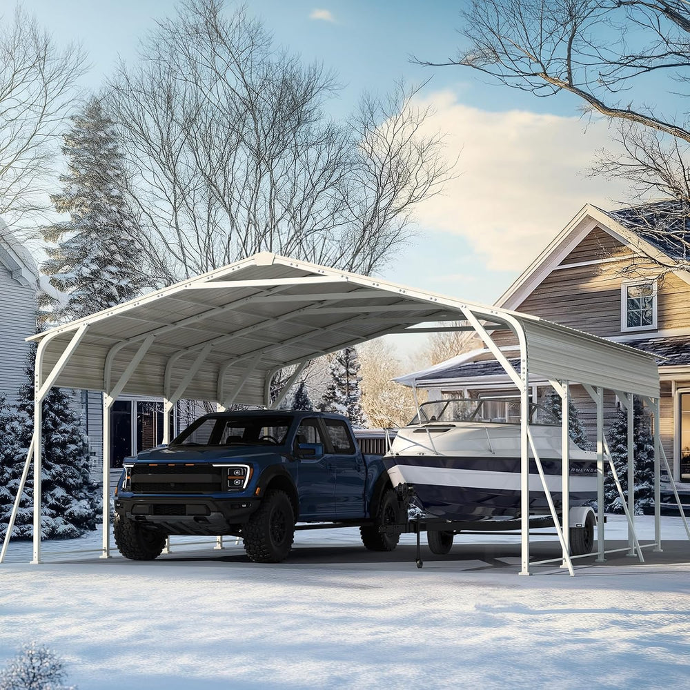 20x20 FT Heavy Duty Metal Carport with Vertical Roof, Pre-Drilled All Weather...