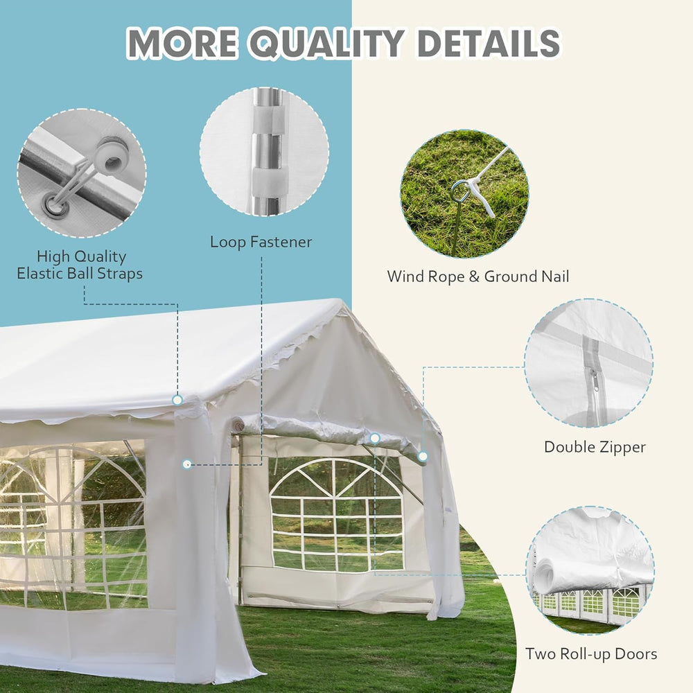 EROMMY 20x50FT White Party Tent, Heavy Duty Outdoor Event Canopy with Removab...