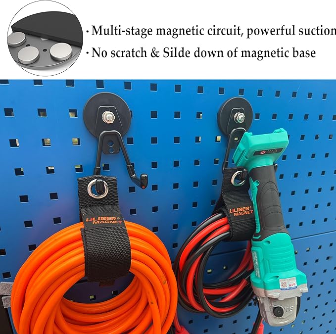 ULIBERMAGNET Heavy Duty Magnetic Garage Hook, 6 Pack Strong Large Magnet Hooks
