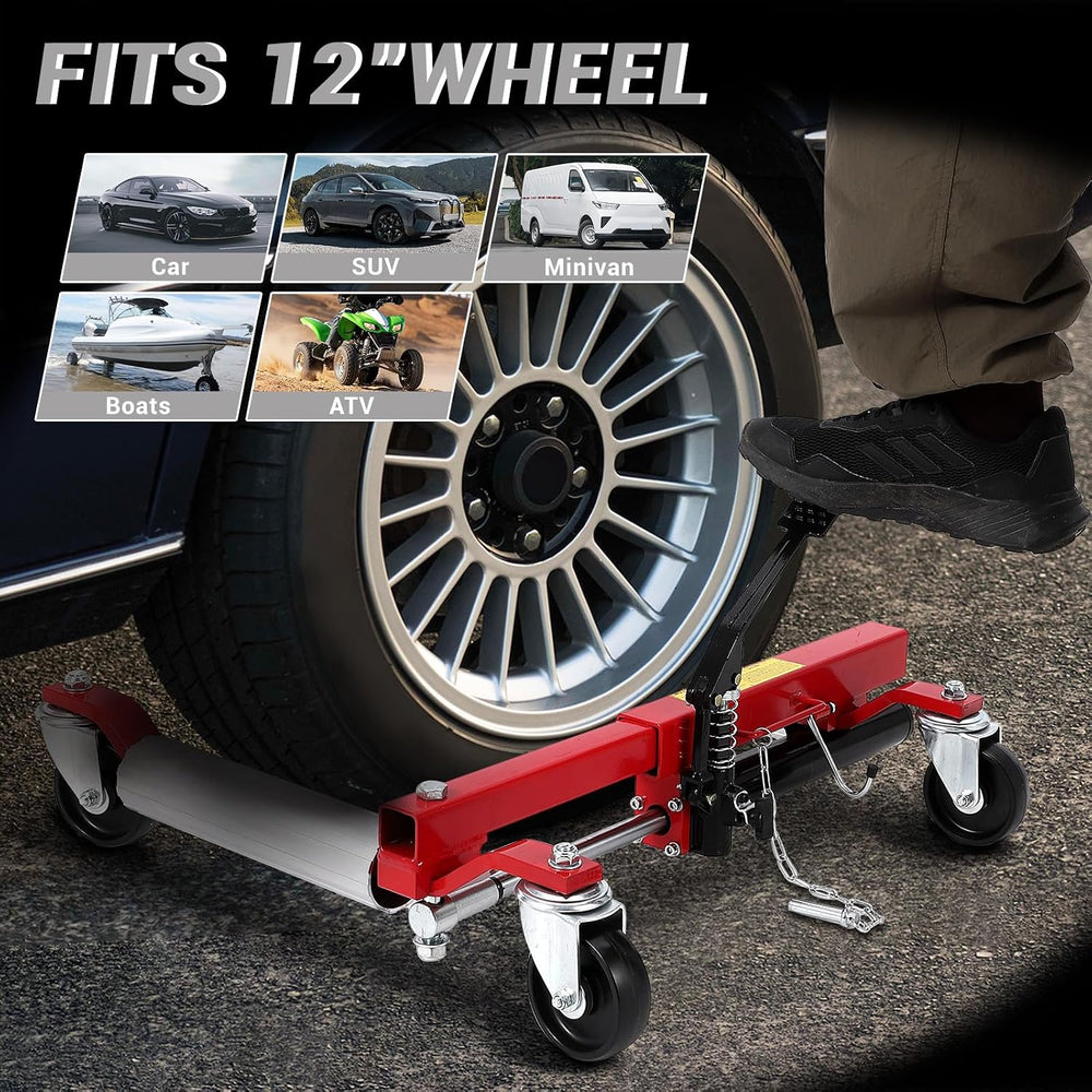 Hydraulic Car Wheel Dolly 1500LBS Set of 2, Heavy Duty Steel Rollers with Rat...