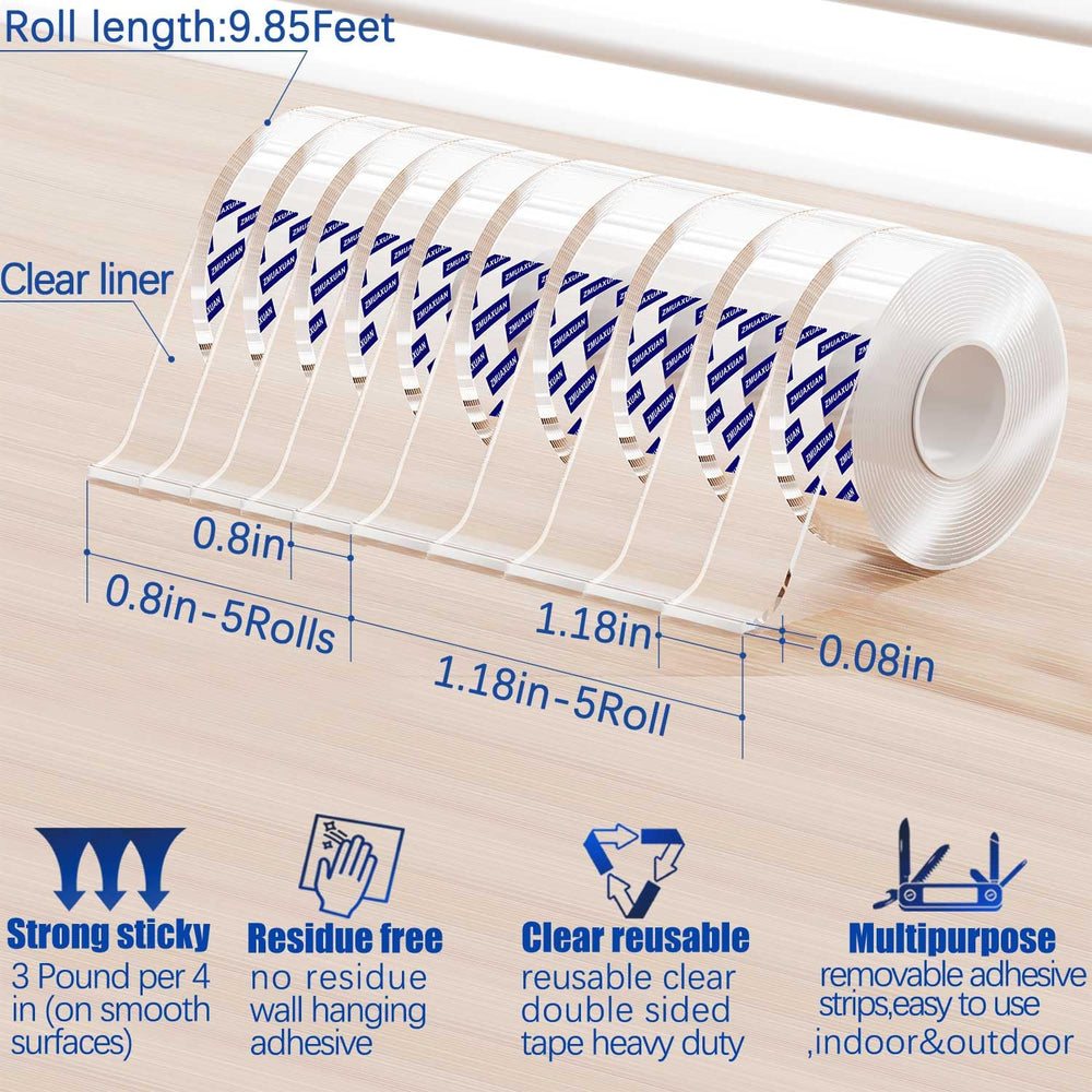 ZMUAXUAN 10 Rolls-9.85 FT Double Sided Mounting Tape Heavy Duty Removable,Cle...
