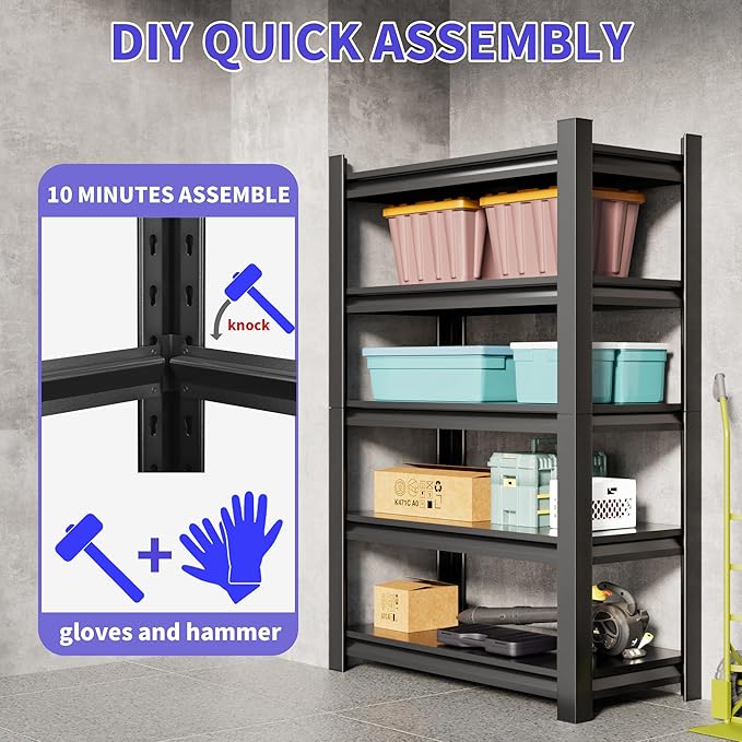2 Sets Metal Garage Shelving Unit, 3000 lbs Industrial Shelves