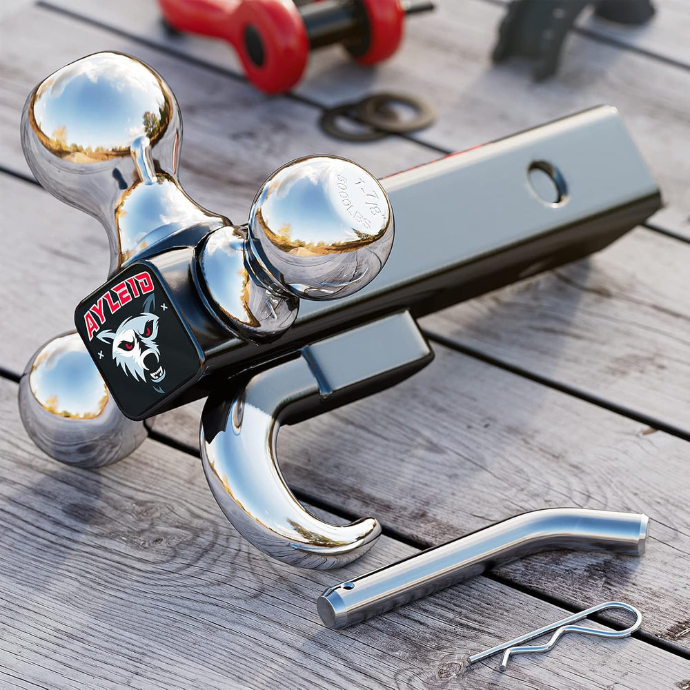 Ayleid Trailer Hitch Tri-Ball Mount with Hook & Pin Balls Sized 1-7/8 , 2...